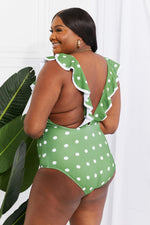 Hazel Blues® | Moonlit Dip Ruffle Plunge Swimsuit in Mid Green - Hazel Blues®