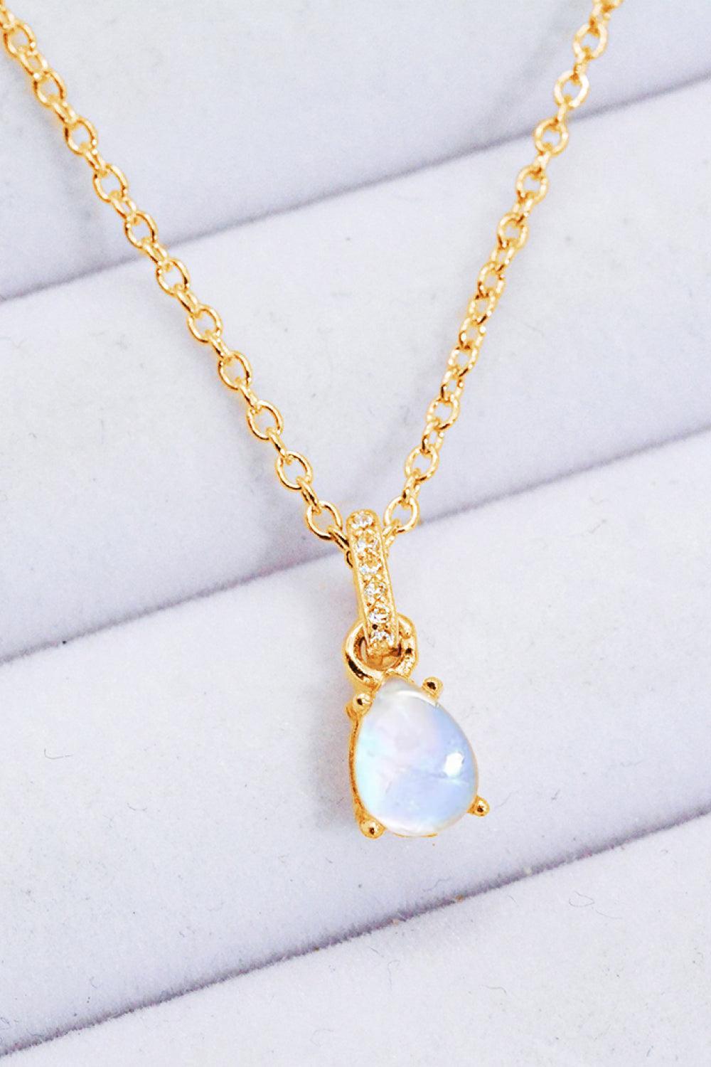 Hazel Blues® | Moonstone Teardrop Pendant Necklace - Hazel Blues®