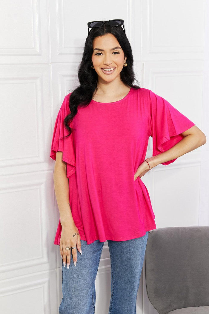 Hazel Blues® | More Than Words Flutter Sleeve Top - Hazel Blues®