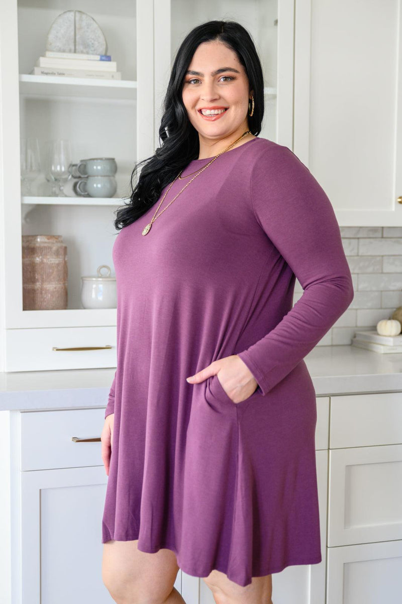 Hazel Blues® | Most Reliable Long Sleeve Knit Dress In Plum - Hazel Blues®