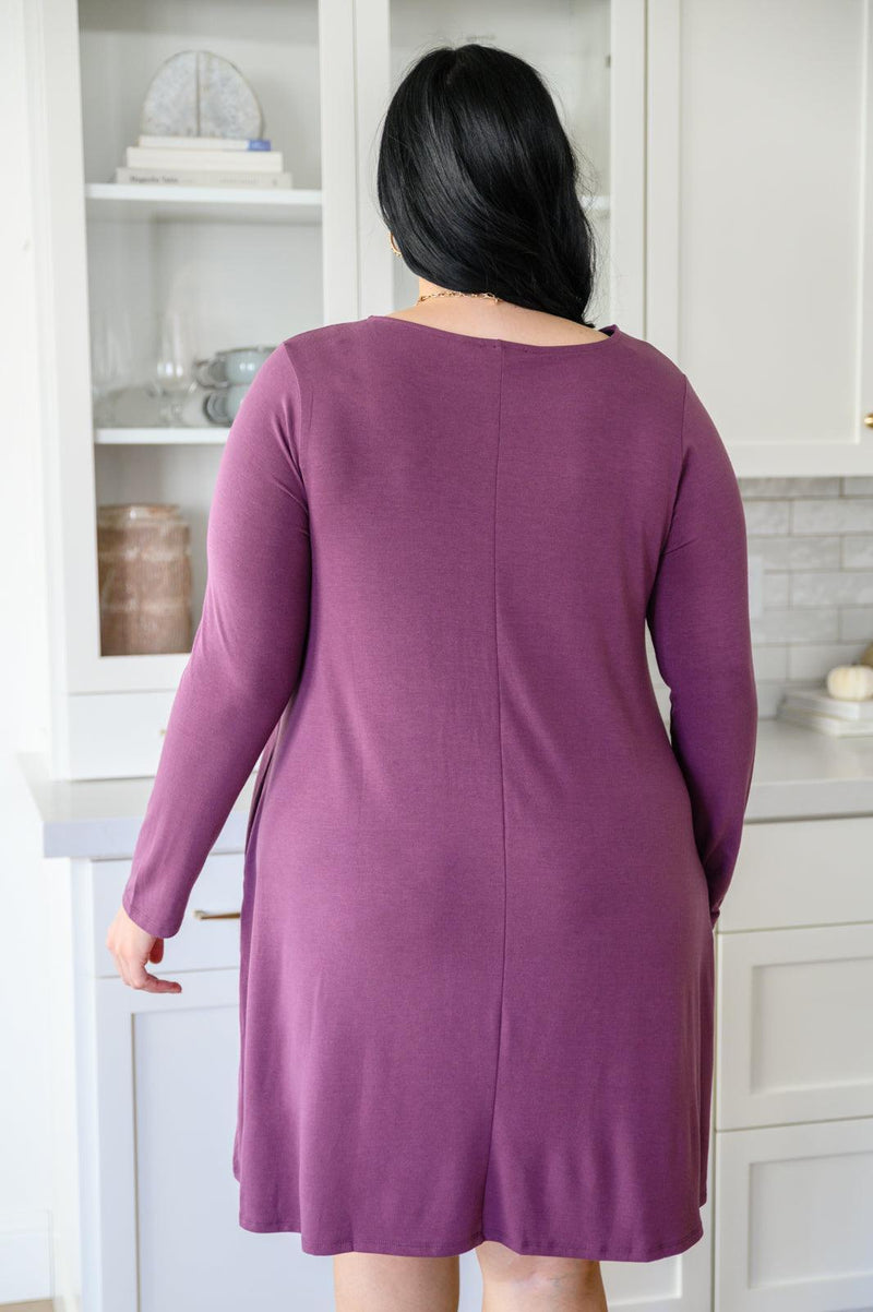 Hazel Blues® | Most Reliable Long Sleeve Knit Dress In Plum - Hazel Blues®