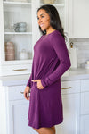 Hazel Blues® | Most Reliable Long Sleeve Knit Dress In Plum - Hazel Blues®