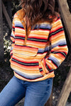 Hazel Blues® | Multicolored Stripe Quarter Snap Fleece Sweatshirt - Hazel Blues®
