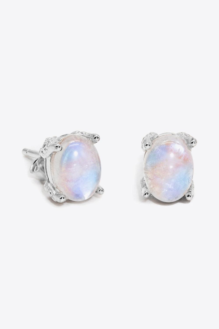 Hazel Blues® | Natural Moonstone 4-Prong Stud Earrings - Hazel Blues®