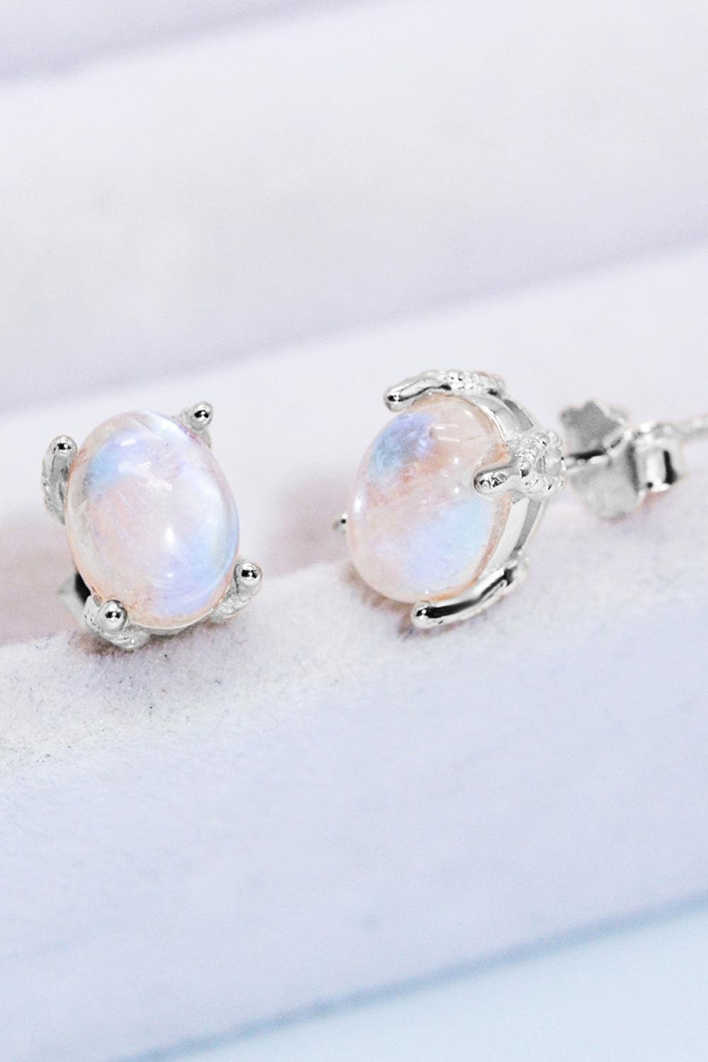 Hazel Blues® | Natural Moonstone 4-Prong Stud Earrings - Hazel Blues®