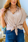 Hazel Blues® | Never Have I Ever Button Down Blouse in Champagne - Hazel Blues®