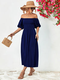 Hazel Blues® | Off-Shoulder Balloon Sleeve Midi Dress - Hazel Blues®