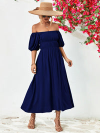 Hazel Blues® | Off-Shoulder Balloon Sleeve Midi Dress - Hazel Blues®