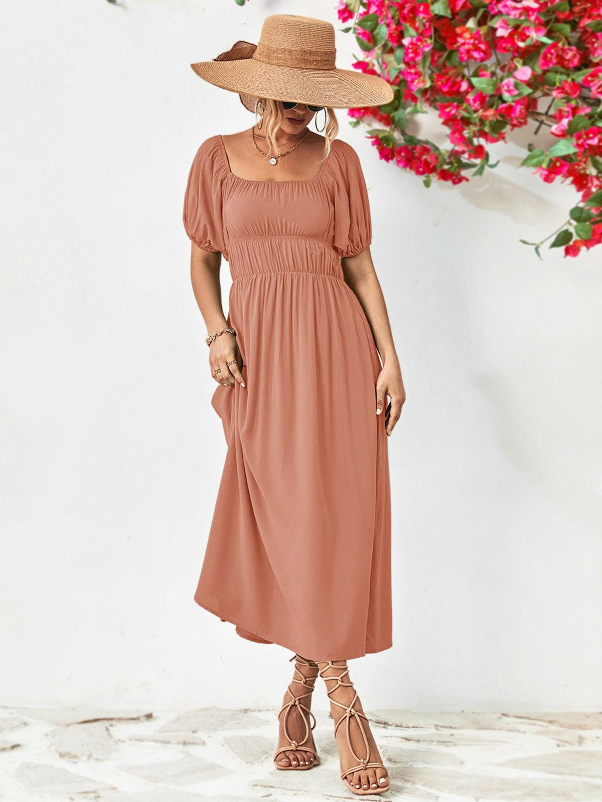 Hazel Blues® | Off-Shoulder Balloon Sleeve Midi Dress - Hazel Blues®