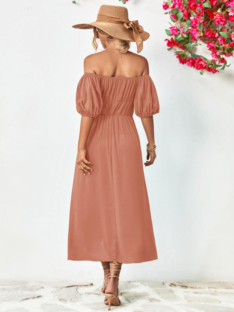 balloon sleeve midi dress The Balloon Midi Dress Sky Blue awearers