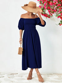 Hazel Blues® | Off-Shoulder Balloon Sleeve Midi Dress - Hazel Blues®