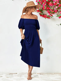 Hazel Blues® | Off-Shoulder Balloon Sleeve Midi Dress - Hazel Blues®