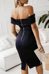 Hazel Blues® | Off-Shoulder Zip-Back Slit Dress - Hazel Blues®