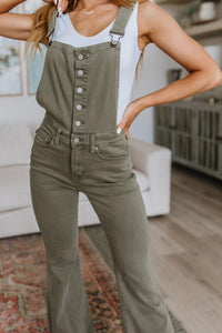 Hazel Blues® | Olivia Control Top Release Hem Overalls in Olive - Hazel Blues®