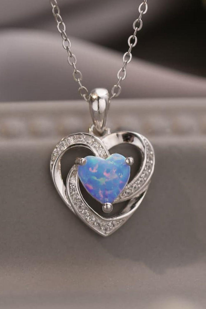 Hazel Blues® | Opal Heart Pendant Necklace - Hazel Blues®