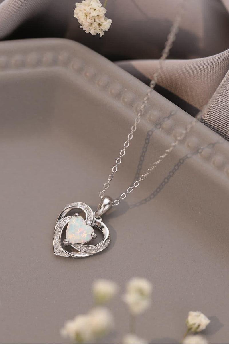 Hazel Blues® | Opal Heart Pendant Necklace - Hazel Blues®