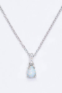 Hazel Blues® | Opal Pendant 925 Sterling Silver Chain-Link Necklace - Hazel Blues®