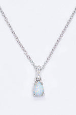 Hazel Blues® | Opal Pendant 925 Sterling Silver Chain-Link Necklace - Hazel Blues®