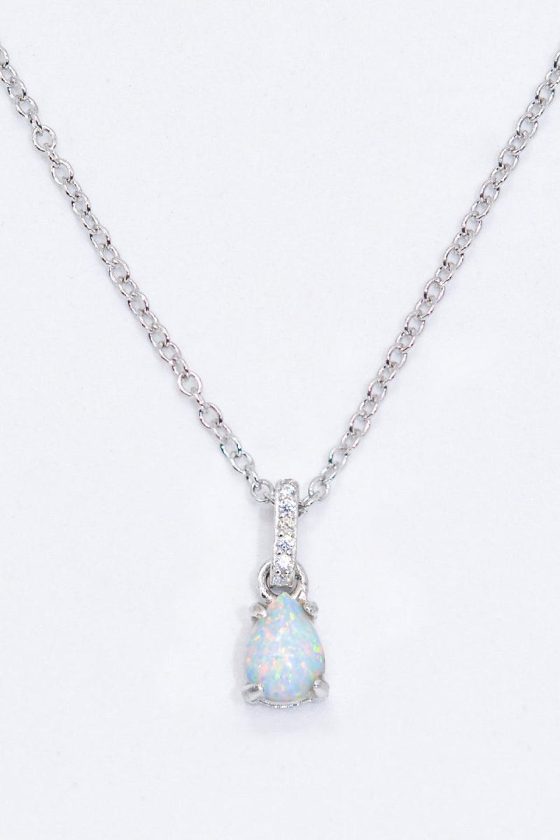 Hazel Blues® | Opal Pendant 925 Sterling Silver Chain-Link Necklace - Hazel Blues®