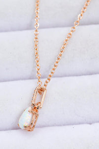 Hazel Blues® | Opal Pendant 925 Sterling Silver Chain-Link Necklace - Hazel Blues®