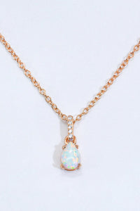 Hazel Blues® | Opal Pendant 925 Sterling Silver Chain-Link Necklace - Hazel Blues®