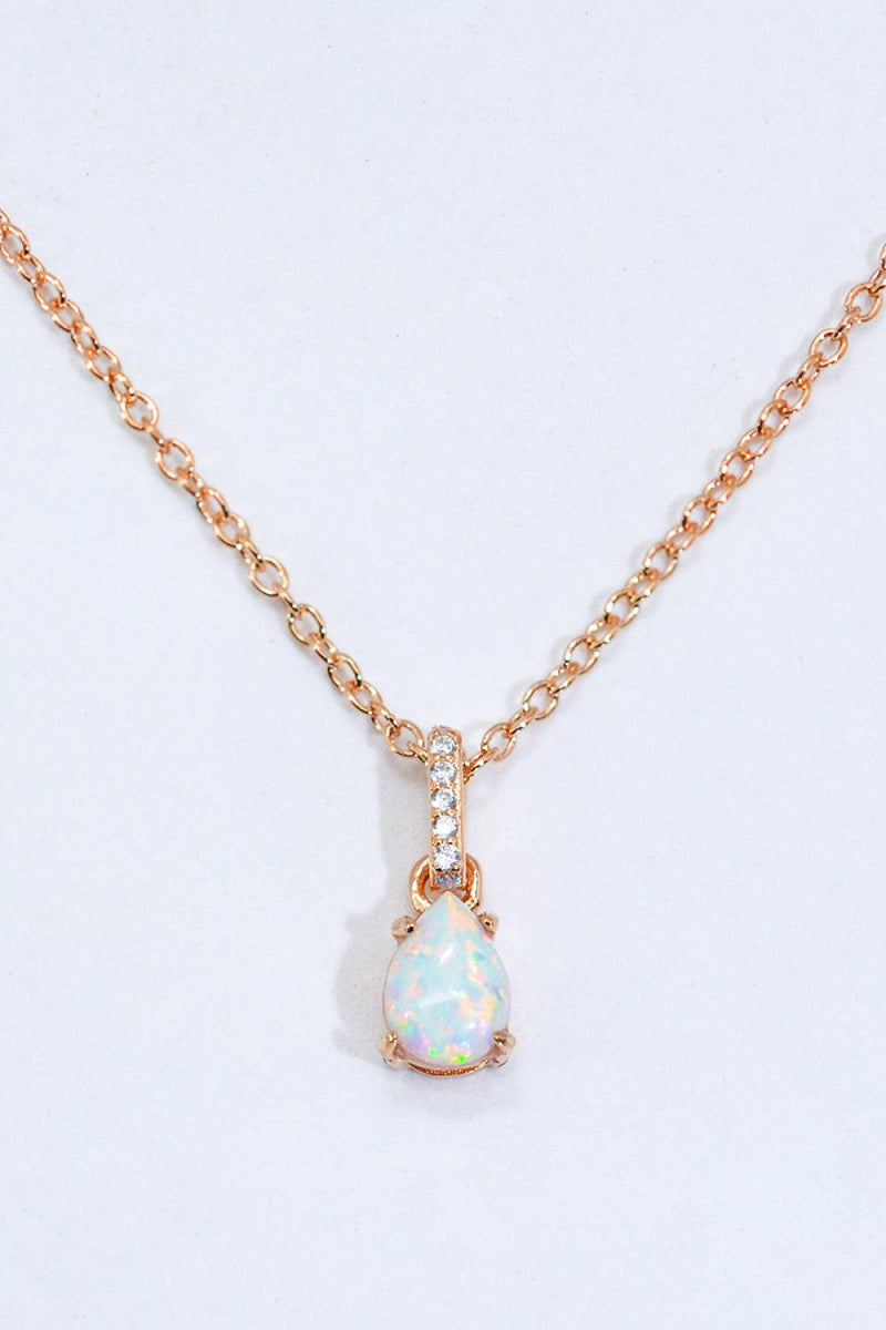 Hazel Blues® | Opal Pendant 925 Sterling Silver Chain-Link Necklace - Hazel Blues®