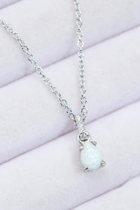 Hazel Blues® | Opal Pendant 925 Sterling Silver Chain-Link Necklace - Hazel Blues®