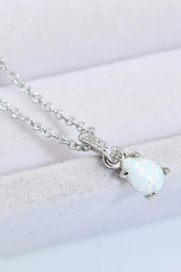 Hazel Blues® | Opal Pendant 925 Sterling Silver Chain-Link Necklace - Hazel Blues®