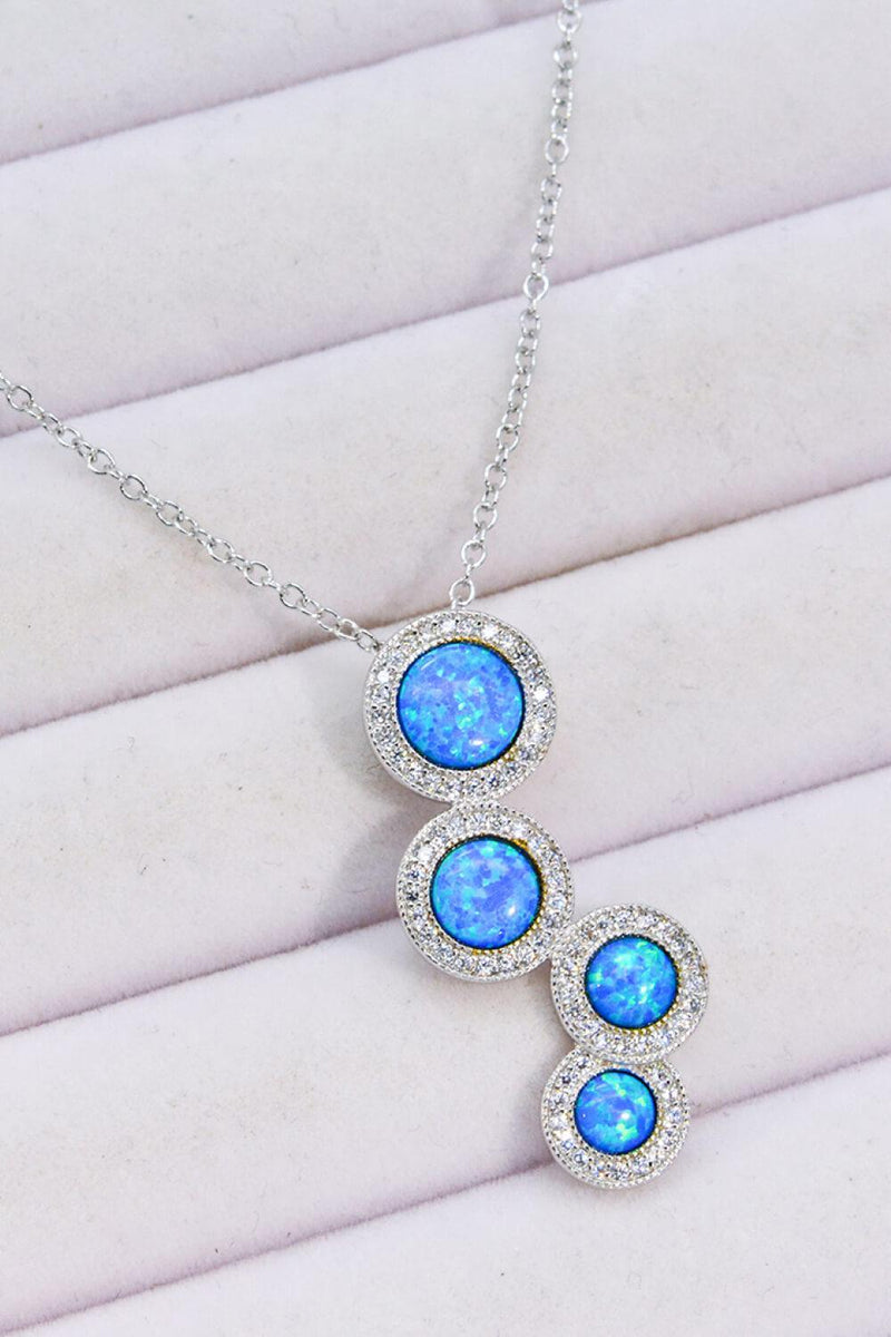 Hazel Blues® | Opal Round Pendant Chain-Link Necklace - Hazel Blues®