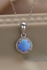 Hazel Blues® | Opal Round Pendant Chain Necklace - Hazel Blues®