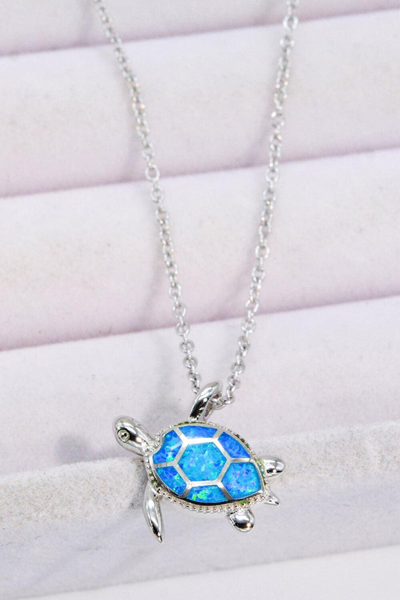 Hazel Blues® | Opal Turtle Pendant Chain-Link Necklace - Hazel Blues®