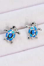 Hazel Blues® | Opal Turtle Platinum-Plated Stud Earrings - Hazel Blues®