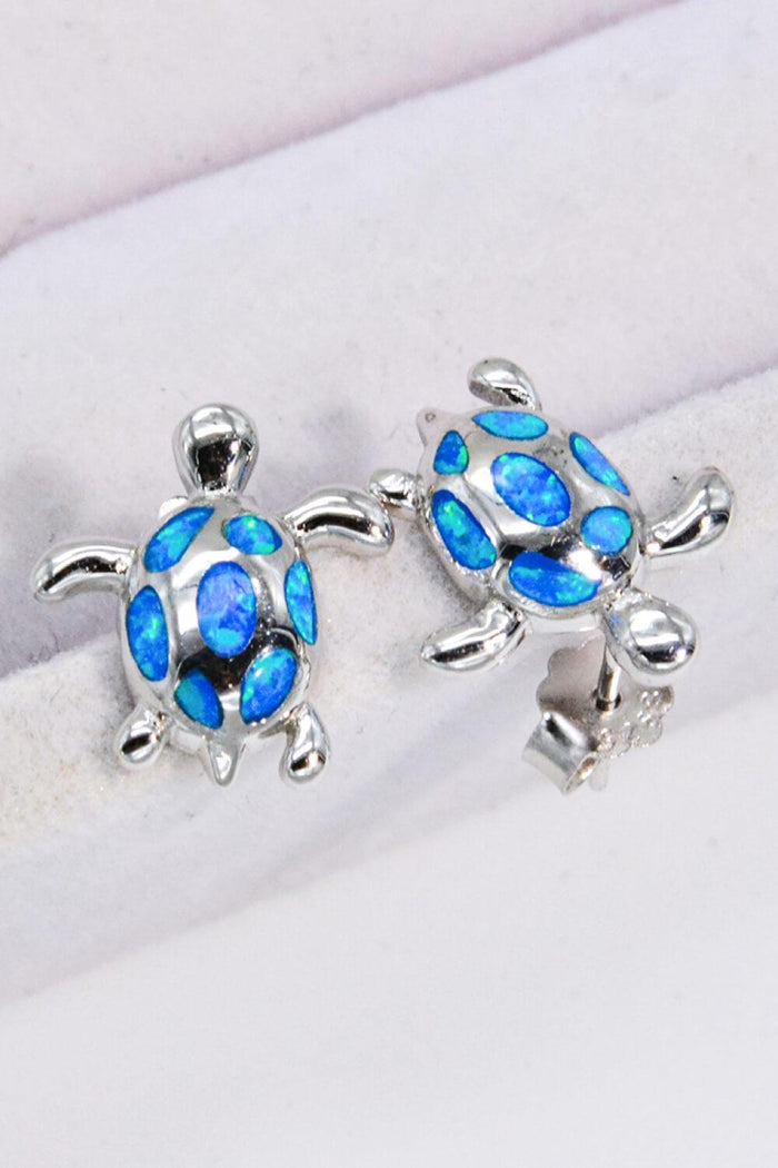 Hazel Blues® | Opal Turtle Platinum-Plated Stud Earrings - Hazel Blues®