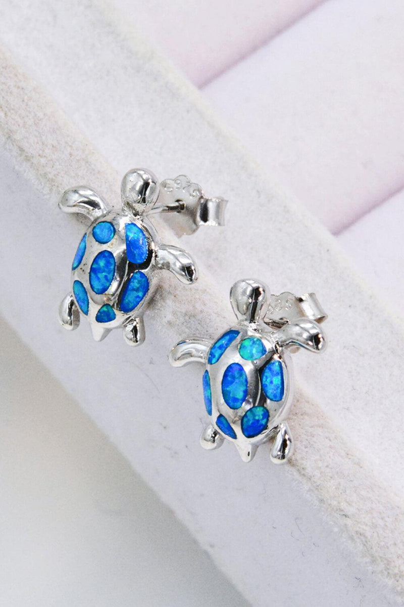 Hazel Blues® | Opal Turtle Platinum-Plated Stud Earrings - Hazel Blues®