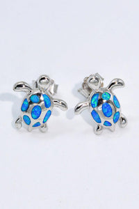 Hazel Blues® | Opal Turtle Platinum-Plated Stud Earrings - Hazel Blues®