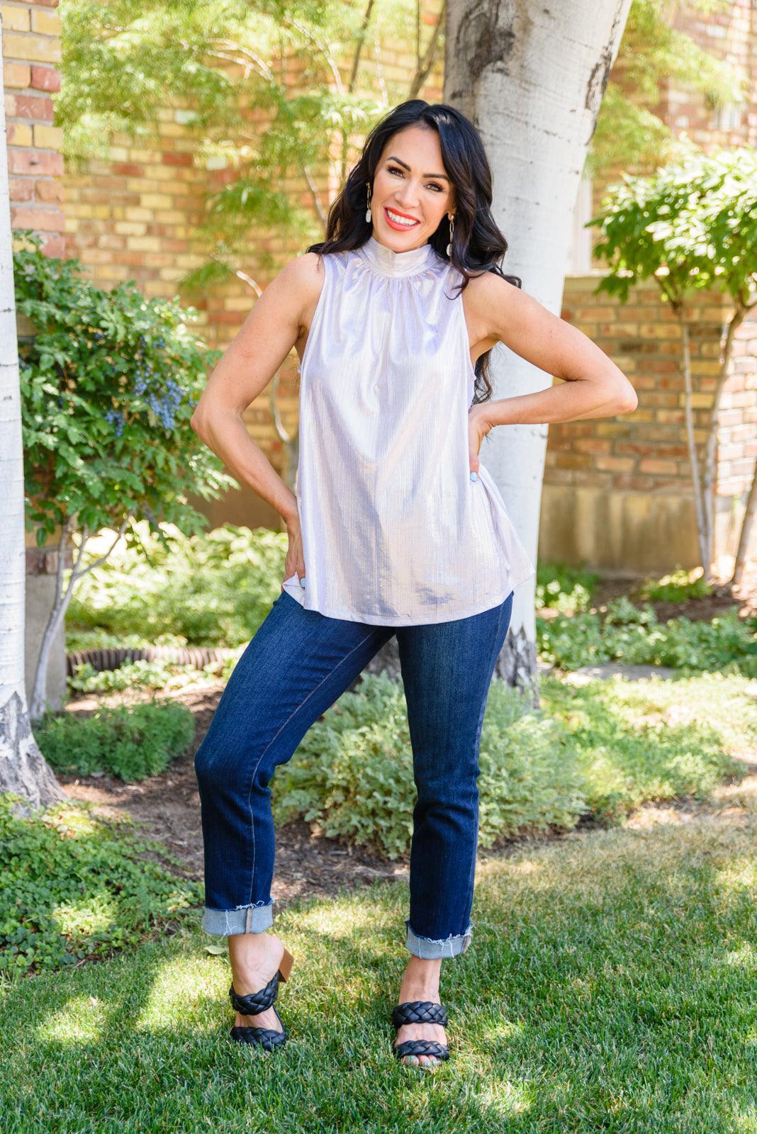 Hazel Blues® | Photo Opt Sleeveless Blouse - Hazel Blues®