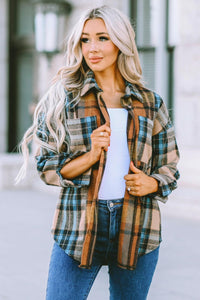 Hazel Blues® | Plaid Curved Hem Shirt Jacket with Breast Pockets - Hazel Blues®