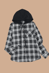 Hazel Blues® | Plaid Drawstring Hooded Shacket - Hazel Blues®