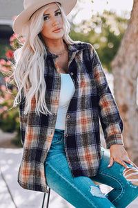 Hazel Blues® | Plaid Side Slit Curved Hem Shirt - Hazel Blues®