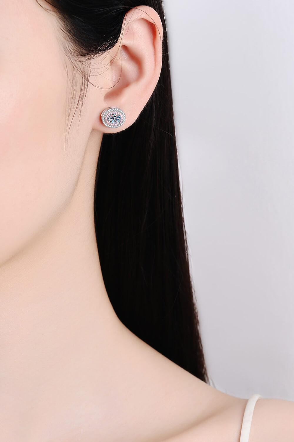 Hazel Blues® | Platinum-Plated Moissanite Stud Earrings - Hazel Blues®