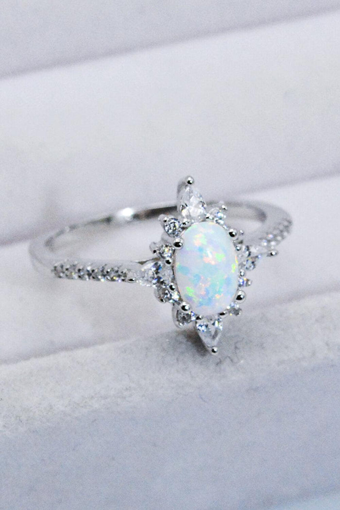 Hazel Blues® | Platinum-Plated Opal and Zircon Ring - Hazel Blues®