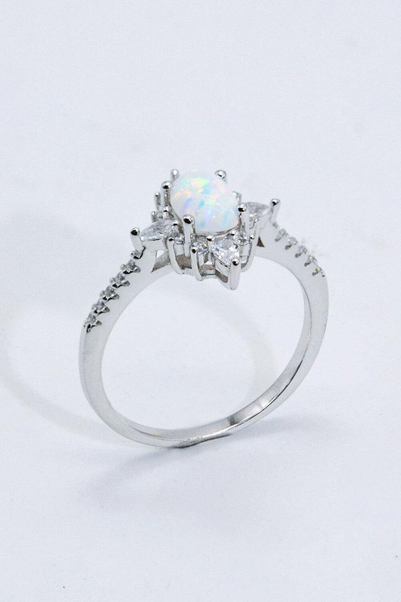 Hazel Blues® | Platinum-Plated Opal and Zircon Ring - Hazel Blues®