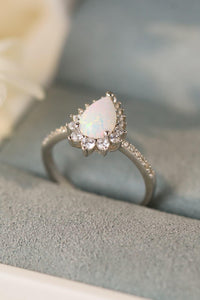 Hazel Blues® | Platinum-Plated Opal Pear Shape Ring - Hazel Blues®