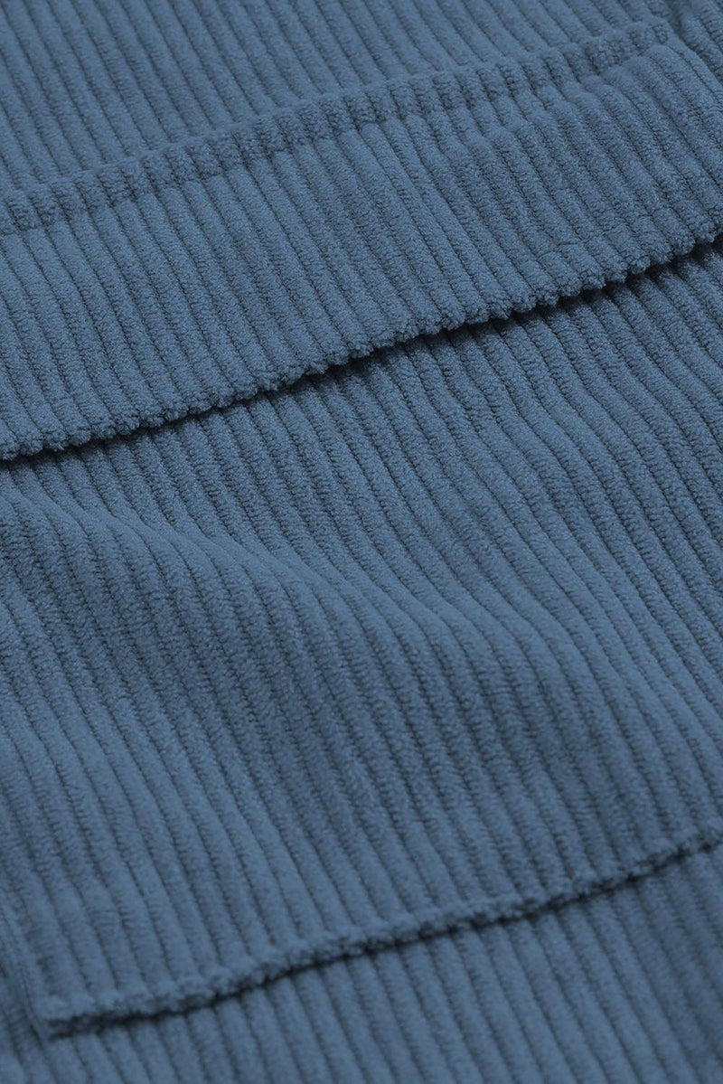 Hazel Blues® | Pocketed Button Ribbed Textured Shacket - Hazel Blues®