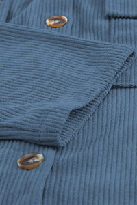 Hazel Blues® | Pocketed Button Ribbed Textured Shacket - Hazel Blues®