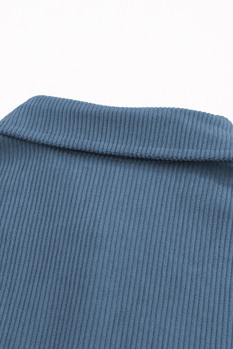 Hazel Blues® | Pocketed Button Ribbed Textured Shacket - Hazel Blues®