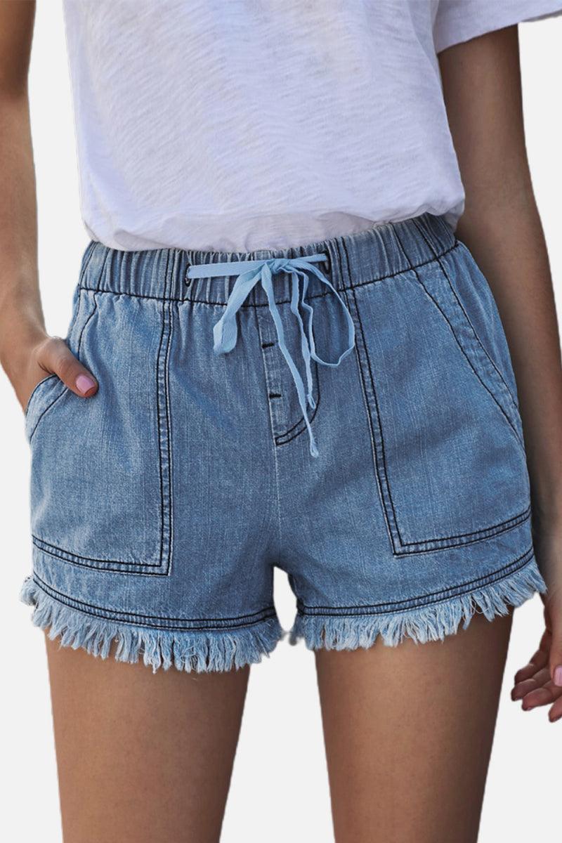 Hazel Blues® | Pocketed Frayed Denim Shorts - Hazel Blues®