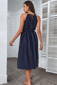 Hazel Blues® | Polka Dot Tie-Waist Sleeveless Midi Dress - Hazel Blues®