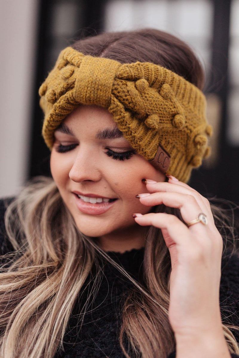 Hazel Blues® | Pom Knit Head Wrap in Mustard - Hazel Blues®