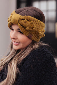 Hazel Blues® | Pom Knit Head Wrap in Mustard - Hazel Blues®